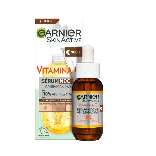 Garnier Siero Di Notte Antimacchia Con 10% Di Vitamina C Pura, Risultati Clinicamente Testati Su Macchie Scure, Pelle Spenta E Linee Sottili