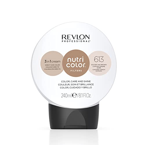 Revlon Professional Nutri Color Filters, Maschera Colorante Per Capelli 3 In 1, Colore, Trattamento E Luminosità Intensi, Golden Ash Brown 613, 240 Ml