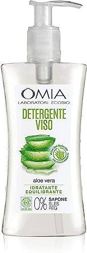 Omia - Gel Detergente Viso Eco Bio Aloe Vera Del Salento, Struccante Idratante Ed Equilibrante Per Pelli Normali E Miste, Dermatologicamente Testato,