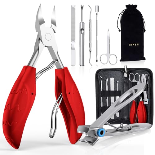 Inxen Tronchesino Per Unghie Dei Piedi Spesse O Incarnite, Set Tagliaunghie Professionale In Acciaio Inossidabile,7Pcs Kit Manicure Pedicure Con Forbi
