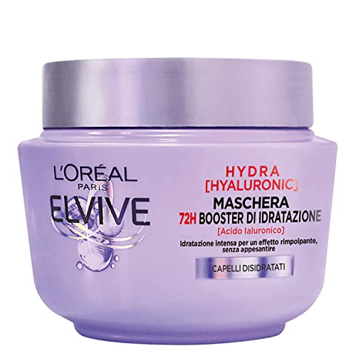 L'Oréal Paris Elvive Maschera Hydra Hyaluronic, 72H Idratazione Profonda, Con Acido Ialuronico, 300 Ml
