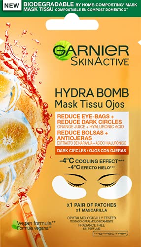 Garnier Skincare Maschera Occhi Anti Fatica Con Succo D'Arancia E Acido Ialuronico, 6 G