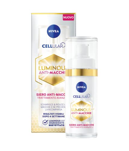 Nivea Cellular Luminous630 Anti-Macchie Siero Viso Trattamento Avanzato 30 Ml, Siero Antimacchia Viso Per Una Pelle Uniforme, Siero Viso Acido Ialuron