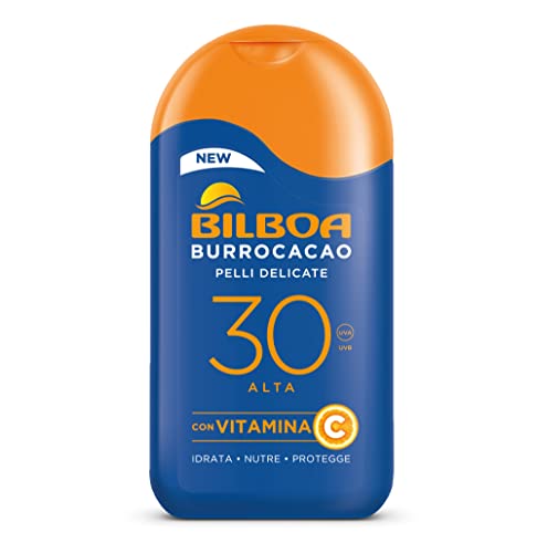 Bilboa Burrocacao Latte Spf 30, Protezione Solare Alta Per Pelli Sensibili, Formula Con Vitamina C, Idrata, Nutre E Protegge, Dermatologicamente Testa