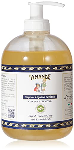 L'Amande - Sapone Liquido Mani E Corpo Vegetale Derivato Dall'Olio Di Oliva, Bagnoschiuma Gel Detergente Nutriente Con Vitamina E - Docciaschiuma Natu