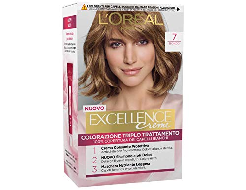 3 X L'Oreal Excellence Creme 7 Biondo Tintura Per Capelli Colorazione Colorante