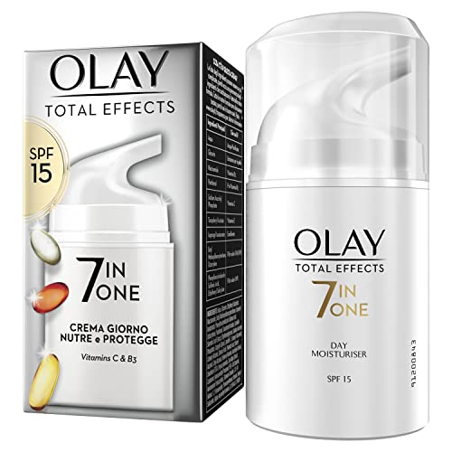 Olay/ Olaz Crema Viso Giorno Total Effects 7In1, Idratante , Con Spf15 E Vitamine Antiossidanti C E B3, Pelle Nutrita E Protetta In Un Unico Passaggio