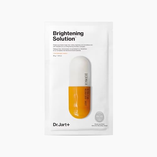 Dr. Jart+ Brightening Solution Sheet Mask - Maschera Viso Coreana, 5 Pezzi