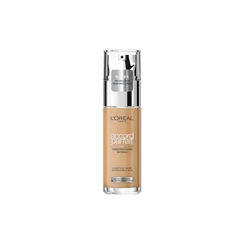 L'Oréal Paris Fondotinta Liquido, Idratazione 24H, Per Tutti Tipi Di Pelle, Incarnato Dal Colorito Naturale E Uniforme, Formula Con Acido Ialuronico,