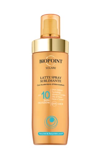 Biopoint Solaire - Latte Solare Spray Sublimante Spf 10 Con Acceleratore Di Abbronzatura, Azione Antiossidante E Idratante, Dona Una Pelle Dorata E Lu