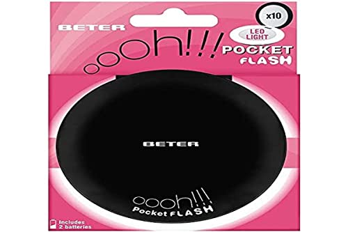 Beter Espejo Ohh! Pocket Flash Con Luz Y Aumento X10 Negro