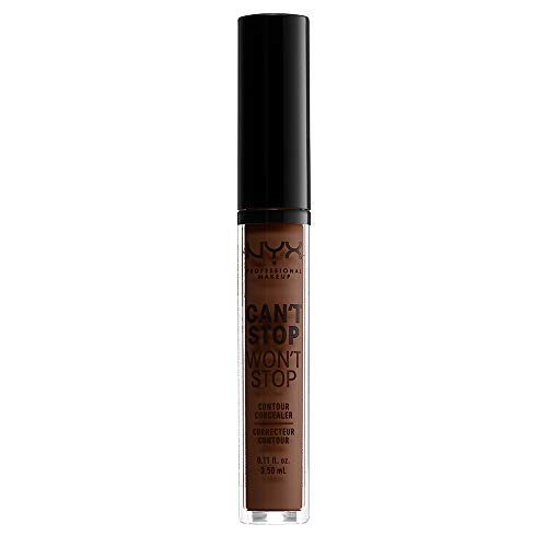 Nyx Professional Makeup Correttore Can'T Stop Won'T Stop, Correttore Viso Liquido, Adatto A Tutti Gli Incarnati, Deep Walnut, Confezione Da 1