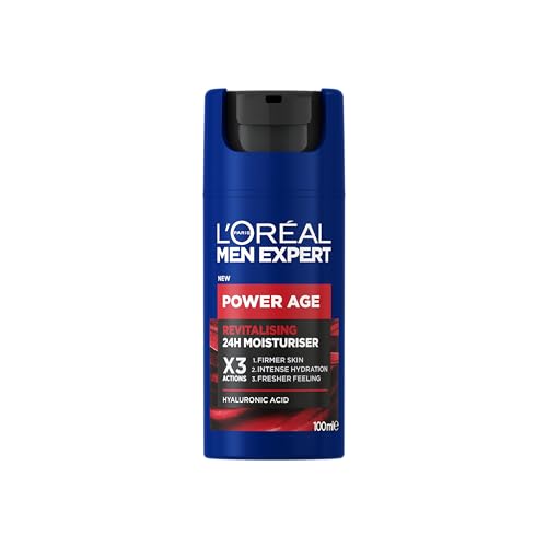 L'Oréal Paris Men Expert, Crema Rivitalizzante Power Age, 24H Idratazione, Con Acido Ialuronico, 100 Ml