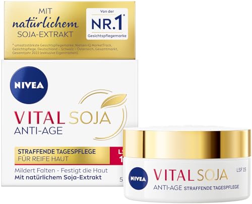 Nivea Vital Soja Anti-Age Rassodante Cura Del Giorno Spf 15, Rassodante Per La Pelle Matura Con Estratto Di Soia Naturale, Crema Da Giorno Con Spf Con