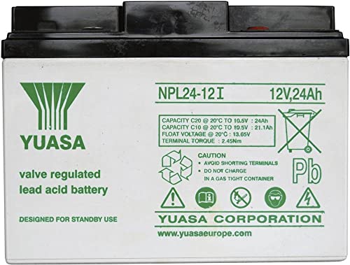 Yuasa Npl24-12 Yuanpl24/12 - Batteria Al Piombo 12 V, 24 Ah (Agm) (L X A X P), 166 X 125 X 175 Mm, M5