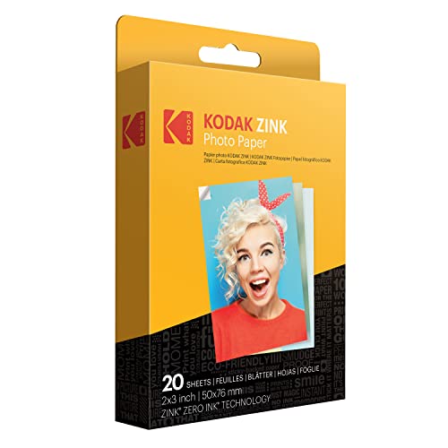 Kodak Zink - Carta Fotografica, Formato 2"X3", Confezione Da 20 Fogli