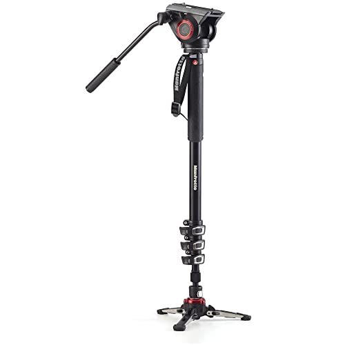 Manfrotto Monopiede Video Xpro+, Asta Di Supporto Per Fotocamera E Videocamera Con Testa Video, 4 Sezioni In Alluminio Con Base Fluida, Accessori Foto