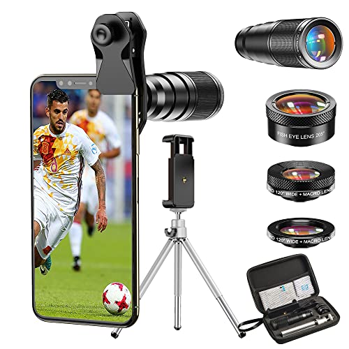 Apexel Obiettivo Per Smartphone-22X Teleobiettivo Per Smartphone +25X Lente Macro+120 ° Grandangolo + 205 ° Fisheye Kit Obiettivo Per Iphone 12 Pro