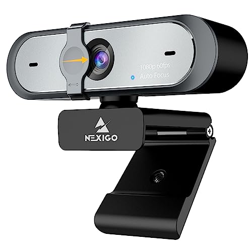 Nexigo N660P 60Fps Autofocus 1080P Webcam Con Doppio Microfono E Copertura Privacy, Pro Hd Usb Computer Per Obs Gaming Zoom Meeting Skype Facetime Tea