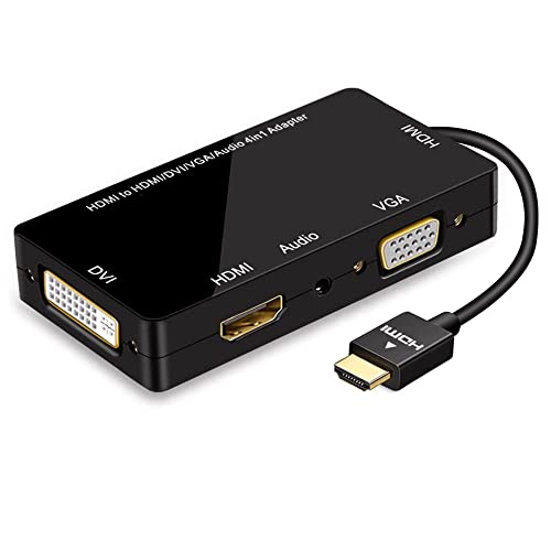 Connbull Adattatore Hdmi A Vga E Dvi Hdmi, Adattatore Hdmi Audio Video, Convertitore Hdmi A Vga E Dvi Per Pc Portatili, Monitor, Set Top Box, Apple Tv