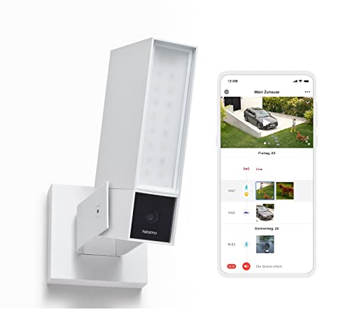 Netatmo Telecamera Di Sorveglianza Esterna Intelligente Con Sirena Da 105 Db, Wifi, Illuminazione Integrata, Rilevamento Del Movimento, Visione Nottur