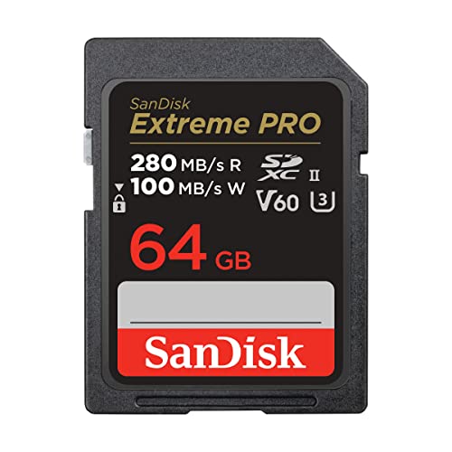 Sandisk 64Gb Extreme Pro, Scheda Sdxc, Fino A 280 Mb/S, Uhs-Ii Class 10 U3 V60