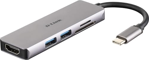 D-Link Dub-M530 - Hub Usb Di Tipo C, 5 In 1, Adattatore Usb C Con Hdmi 4K E 1080P, 2 Porte Usb 3.0/Usb 2.0, Lettore Di Schede Sd E Microsd Sdhc E Sdxc