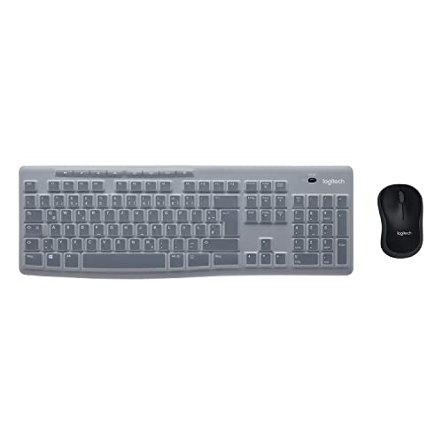 Logitech Desktop Mk270 Per L'Istruzione Con Protezione In Silicone, Tastiera E Mouse Wireless Per Windows, Usb A 2,4 Ghz, Mouse Compatto, 8 Tasti Mult