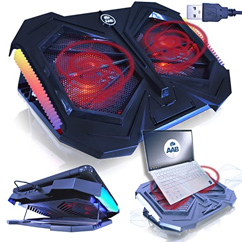 Aabcooling Mantis - Ventola Pc Portatile Con 2 Ventole, Regolazione Dell'Inclinazione E Retroilluminazione A Led Rossa | Supporto Pc | Laptop Stand |