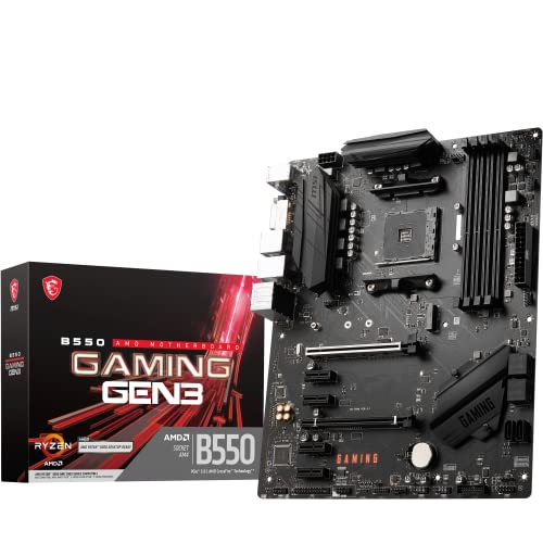 Msi B550 Gaming Gen3 Scheda Madre, Atx, Am4 - Amd Ryzen 5000 Ready - Ddr4 Boost 4400+Mhz/Oc, Pcie 3.0 X16 Slots, 1 X M.2 Gen3 Slot, 1G Lan