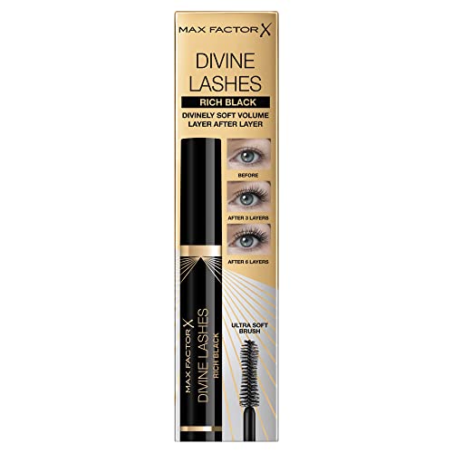 Max Factor Mascara Volumizzante Divine Lashes Con Applicatore Ultra Morbido, 001 Black