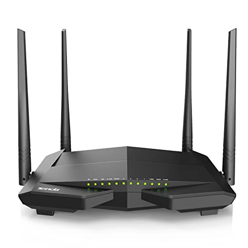 Tenda V12 Modem Router Wifi, Wireless Ac1200 Dual Band Vdsl/Adsl Router, 300Mbps/2.4Ghz And 867Mbps/5Ghz, 4 Gigabit Ports, Beamforming Technology, Vpn