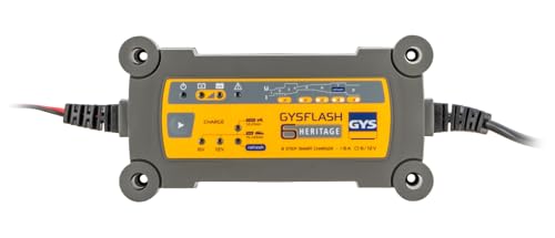 Gys - Gysflash Heritage 6A Caricabatterie/Mantenimento Di Carica Batterie 6V, 12V E 24V, Auto, Auto D'Epoca, Moto E Utilitari