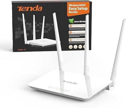 Tenda F3 N300 Router Wifi, Speed With 2.4Ghz/300 Mbps, 3 Lan/Wan Porte, Antenne Esterne 3 * 5Dbi, Parental Control/Rete Ospiti/Wisp Access Point Mode/