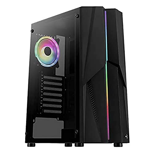 Aerocool Mecha Argb Mid Tower Pc Gaming Case With Tempered Glass Window, 12 Cm Argb Fan, 2 X Usb 3.0, Supports Atx/Micro-Atx/Mini-Atx, Black