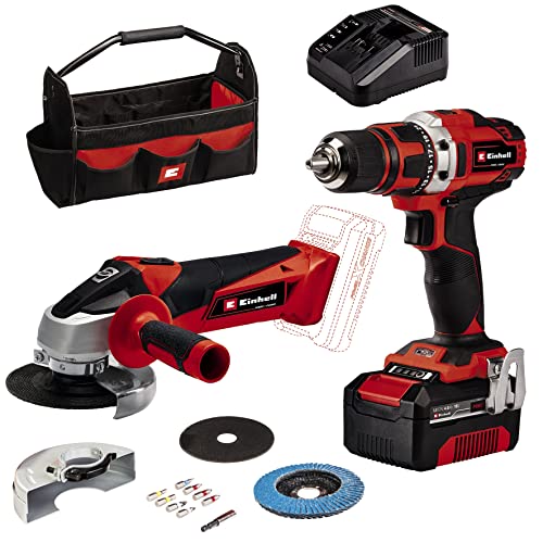 Perceuse-Visseuse Sans Fil Te-Cd 18/40 Li + Meuleuse D’Angle Sans Fil Tc-Ag 18/115 Li Power X-Change (Li-Ion, 2X18V, Avec Batterie 4 Ah Et Chargeur, A