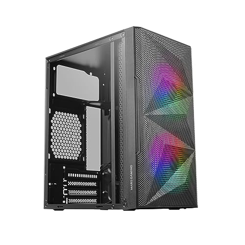 Mars Gaming Mc-Me Nero, Case Gaming Compatto Microatx, Finestra Laterale In Vetro Temperato, Design Frontale Total-Mesh Geometrico, 2 Ventole Frgb Da