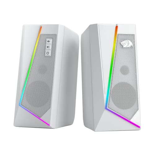 Redragon Gs520,Altoparlanti Da Tavolo Rgb Con Pc A 2.0 Canali Con 6 Modalità Led Colorate, Suono Migliorato E Controllo Del Volume Di Facile Accesso,