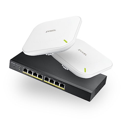 Zyxel Nebula Simplicity Starter Kit 2 X Wifi 6 Access Point & 8 Porte Poe Smart Managed Switch [Nwa90Ax & Gs1915-8Ep]