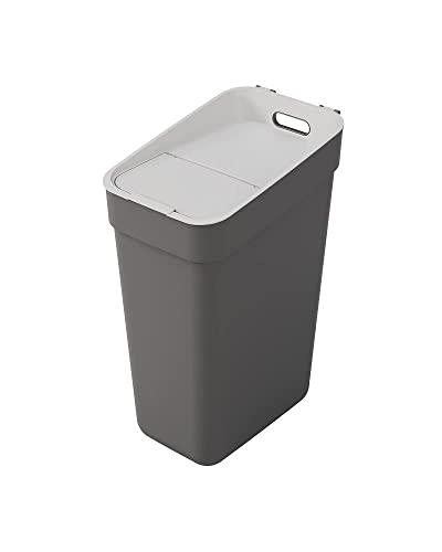 Curver Pattumiera Da 30 L Ready To Collect Con Supporto A Parete Per Porta O Parete, Cucina, Bagno, Lavanderia, 100% Riciclato, Antracite