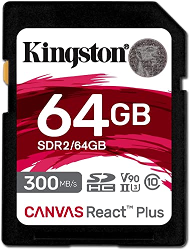 Kingston Canvas React Plus 64Gb Sdxc Speicherkarte Uhs-Ii 300R/260W U3 V90 For Full Hd/4K/8K - Sdr2/64Gb