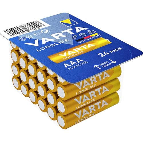 Varta Longlife Batterie Aaa Micro Lr03 (Pacco Da 24) Batterie Alcaline – Made In Germany – Ideali Per Telecomandi, Radio, Sveglie E Orologi