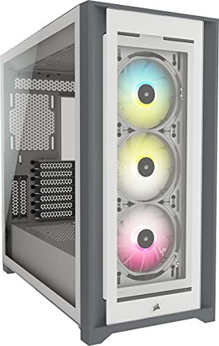 Corsair Icue 5000X Rgb Case Atx Mid-Tower, Quattro Pannelli In Vetro Temperato, Sistema Di Gestione Dei Cavi Rapidroute, Tre Ventole Rgb Da 120 Mm Inc