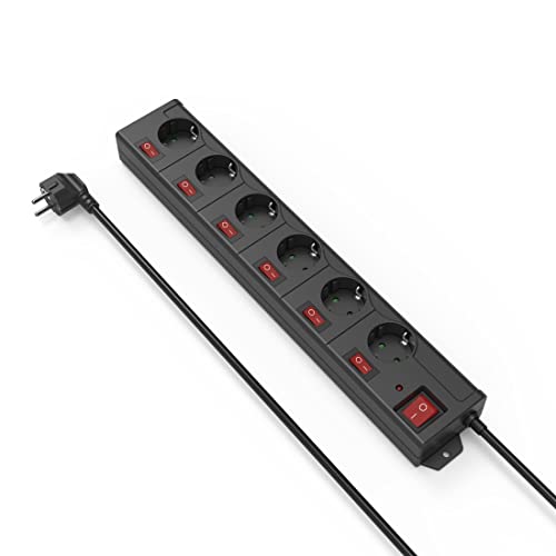 Hama 00137259 Indoor 6Ac Outlet(S) 1.4M Black Power Extension - Power Extensions (Black, Black, 3500 W, 455 Mm, 75 Mm, 50 Mm)