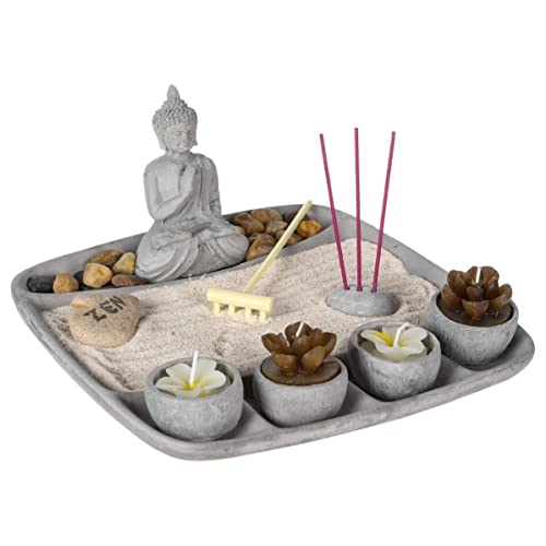 Atmosphera Createur D'Interieur - Giardino Zen "Aditya" In Cemento Grigio 24X12Cm