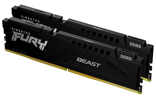 Kingston Fury Beast Nero Ddr5 32Gb (2X16Gb) 5200Mt/S Ddr5 Cl36 Dimm Memoria Gaming Per Computer Fissi Kit Da 2 - Kf552C36Bbek2-32