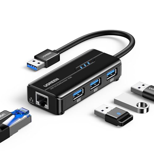 Ugreen Hub Usb Ethernet 1000Mbps, Hub Usb 3.0 Gigabit Ethernet, Adattatore Lan A 3 Usb Con Porta Di Alimentazione Compatibile Con Xiaomi Mi Box S, Mac