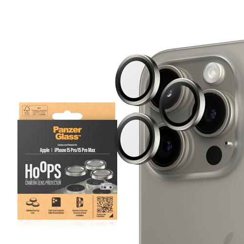 Panzerglass™ Hoops Protezione Dell'Obiettivo Della Fotocamera Per Apple Iphone 15 Pro | Pro Max - Protezione Con Stile, Vetro Antiurto, Naturale