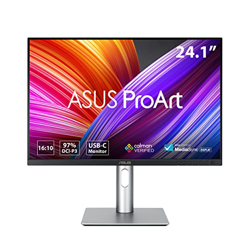 Asus Proart Display Pa248Crv Monitor Professionale 24”, Ips, 16:10, Wuxga, 97% Dci-P3, Colori Accurati Δe<2 Calman, Hdr-10, Usb-C Pd 96W, Vesa Mediasy