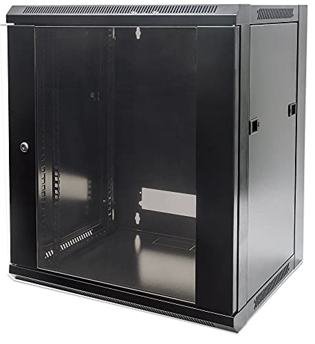 Intellinet Armadio Di Rete, Montaggio A Parete (Standard), 6U, Profondità 450 Mm, Nero, Piatto, Max 60 Kg, Porta In Metallo E Vetro, Pannello Posterio